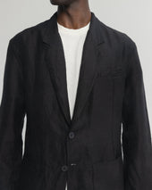 BRERA SINGLE BREASTED BLAZER - BLACK LINEN TWILL