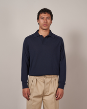 KN60 Long Sleeve Knit Polo - Navy
