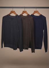 Alcott Raglan Crew Sweater Wool Vintage Wash Grey Marle