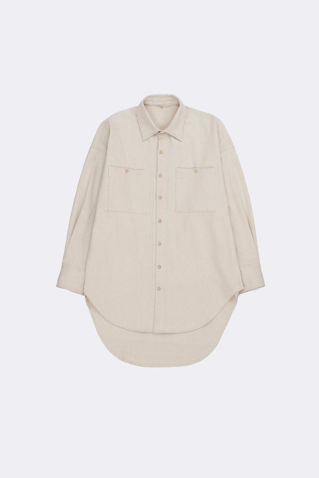 Off White Oversized Shirt In Undyed Handspun Denim