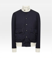 Bombers en laine bleu nuit & blanc cassé