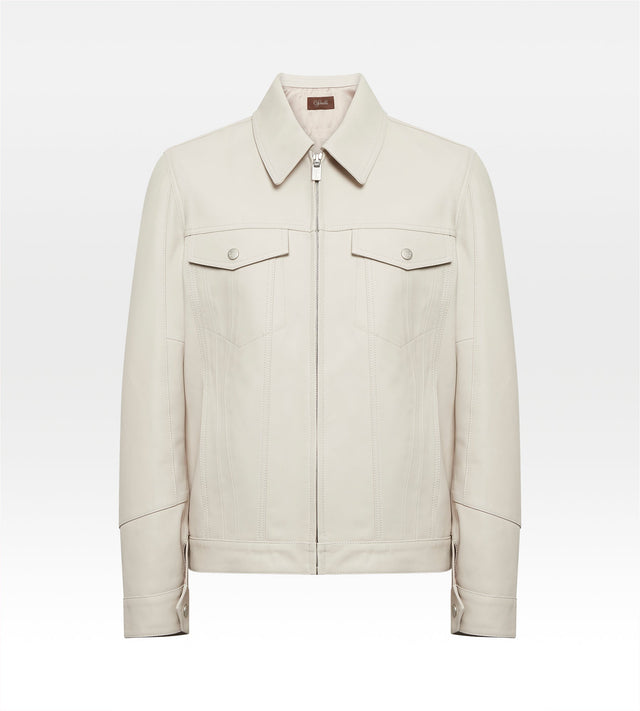 Veste en cuir beige