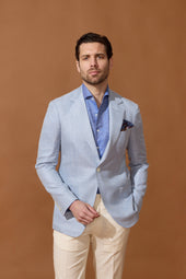 Veste Prince-de-Galles en laine, soie et lin