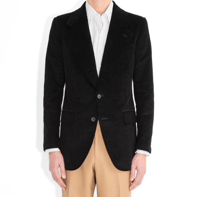 VESTE DROITE EN VELOURS CÔTELÉ - NOIRE