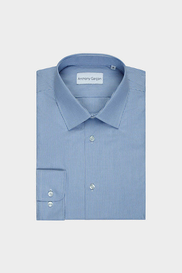Regular Blue Vichy Shirt With French Collar