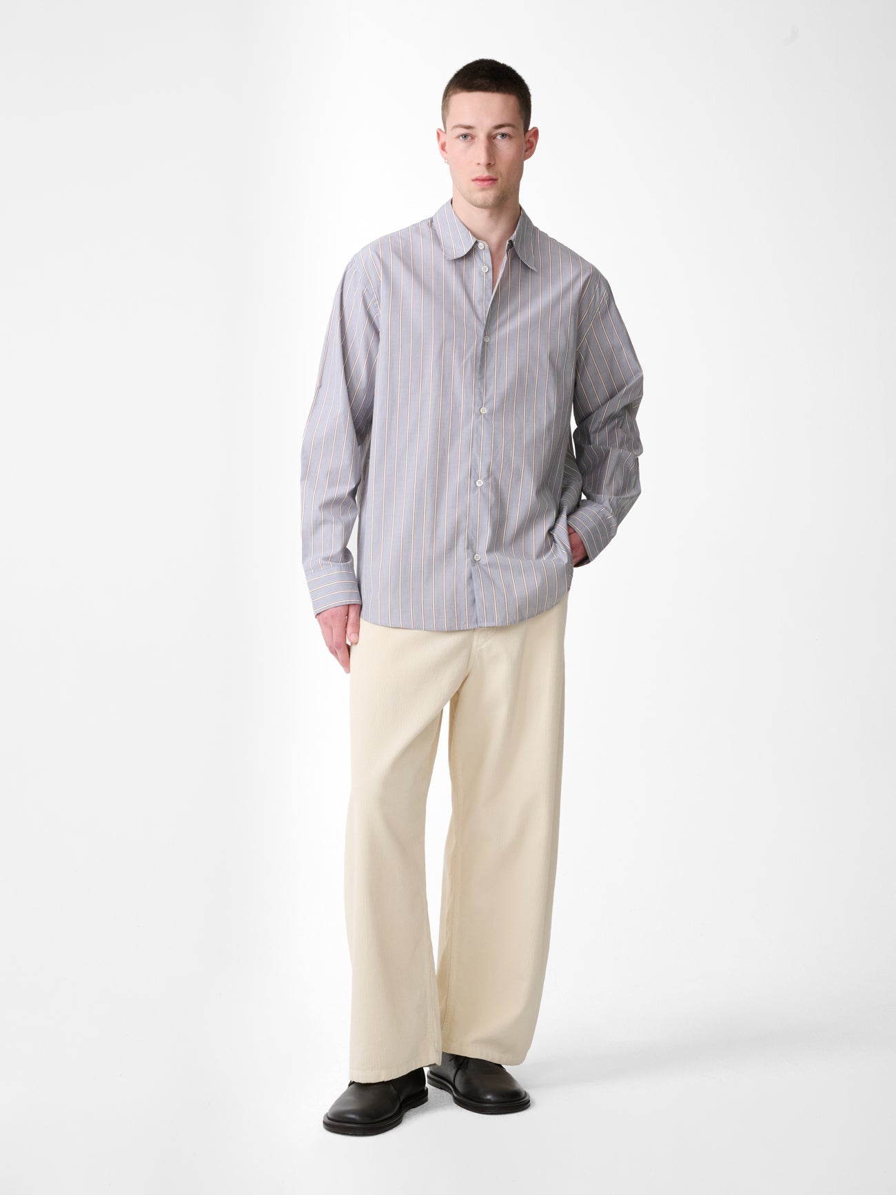 View Shirt In Grey Stripe