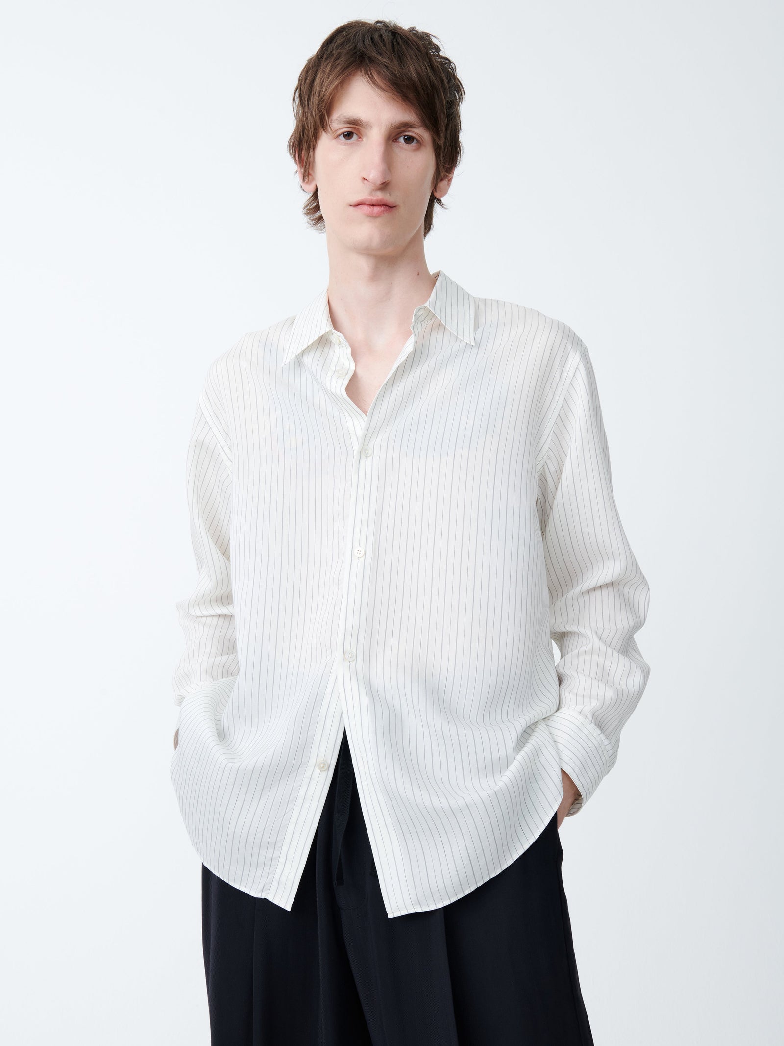 View Silk Shirt In Ecru Stripe