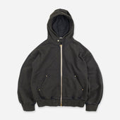 VINTAGE DYEING HOODED ZIP PARKA - BLACK/BROWN