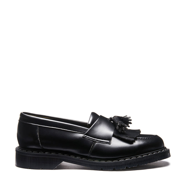 Black Vegan Hi-Shine Tassel Loafer