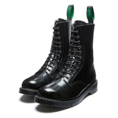 Black Vegan Hi-Shine 11 Eye Derby Boot