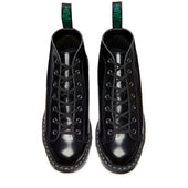 Black Vegan Hi-Shine 7 Eye Monkey Boot