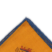 Pochette Ocre Bleu Motif Gypte Antique Laine Soie