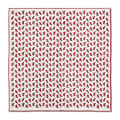 Pochette Neige Rouge Motif Renards Laine Soie