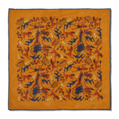 Pochette Ocre Bleu Motif Gypte Antique Laine Soie