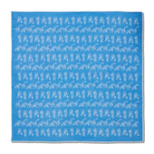 Pochette Bleu Ciel Blanc Motif Girafes Laine Soie