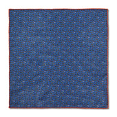 Pochette Bleu Ciel Orange Motif Oiseaux Laine Soie