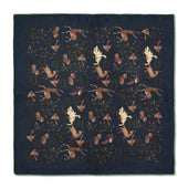 Pochette Marine Vert Motif Animaux Laine Soie