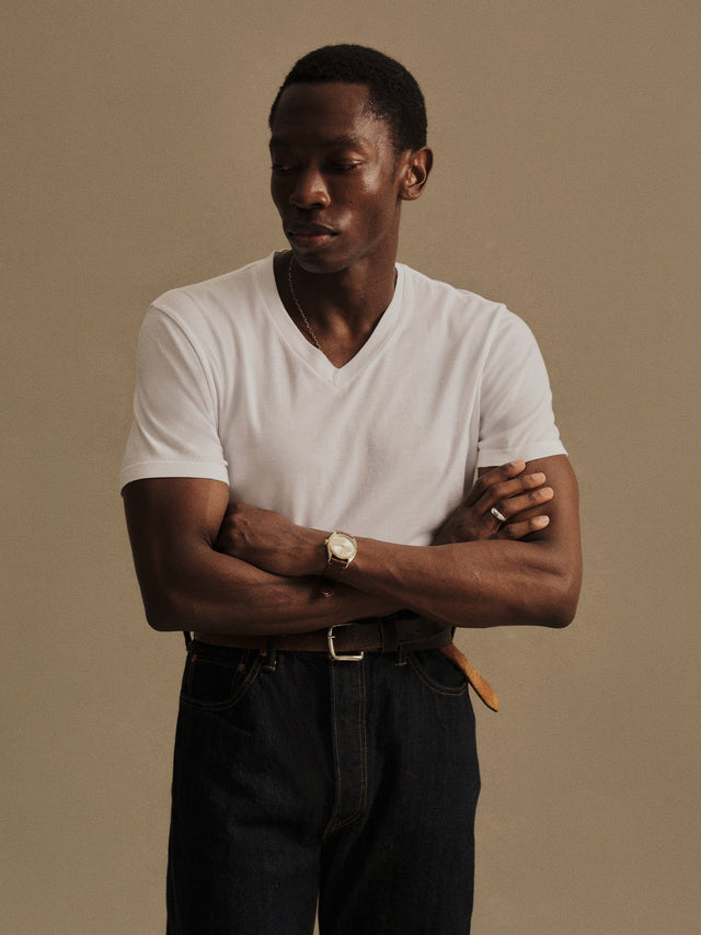 White Pima Classic V-Neck Tee