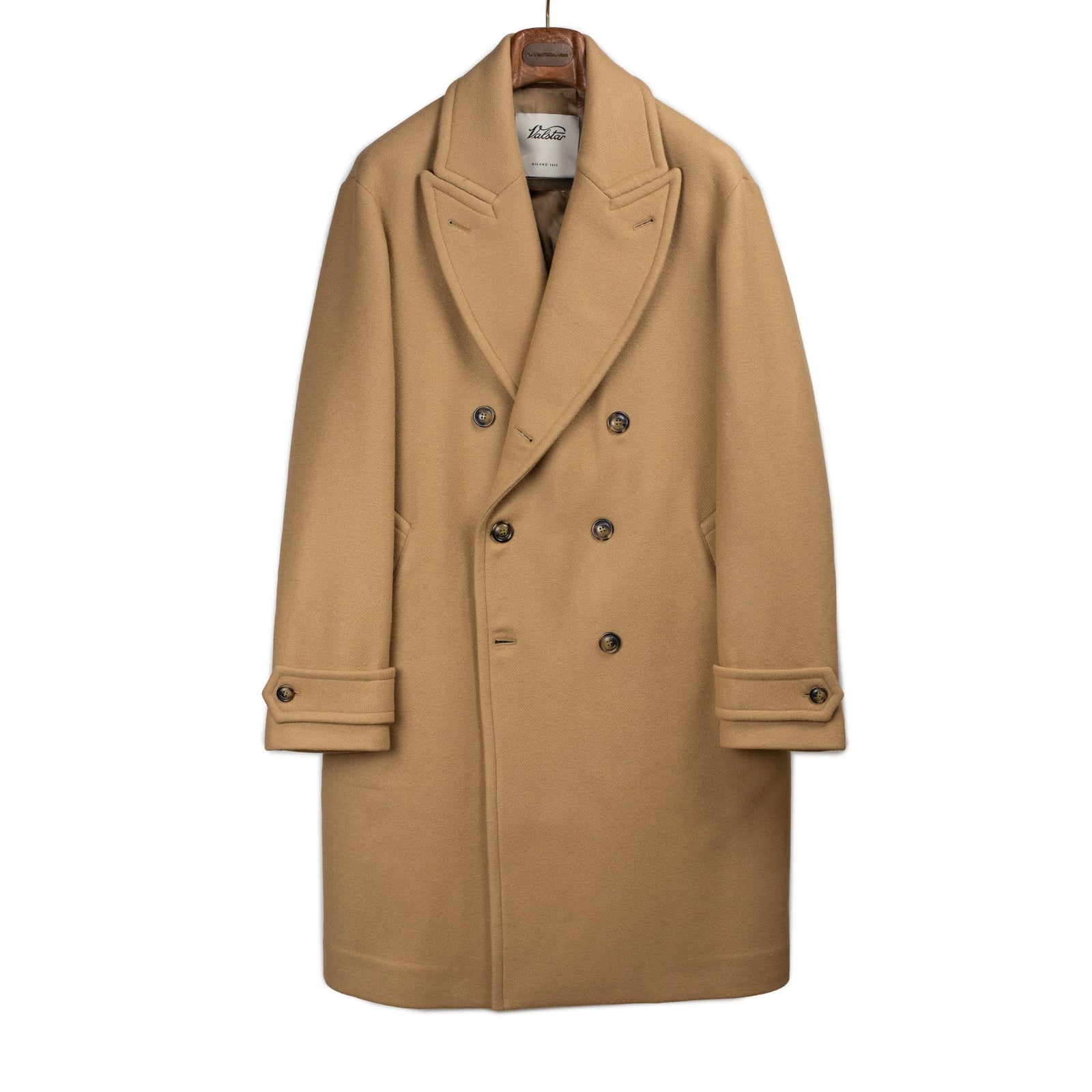 Relaxed Fit Double Breasted Overcoat In Color Wool Felt