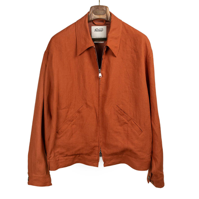 Stan zipped blouson in carota orange linen