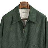 Stan Zipped Blouson In Garden Green Suede
