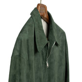 Stan Zipped Blouson In Garden Green Suede