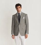 Veste à carreaux en lin, coton et soie