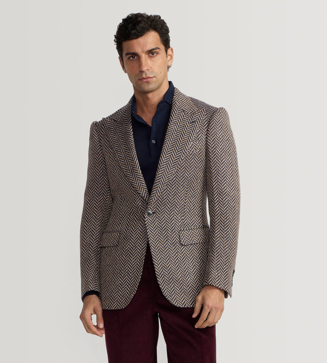 Veste en alpaga mélangé à chevrons