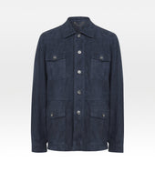 Veste Saharienne En Daim Bleu