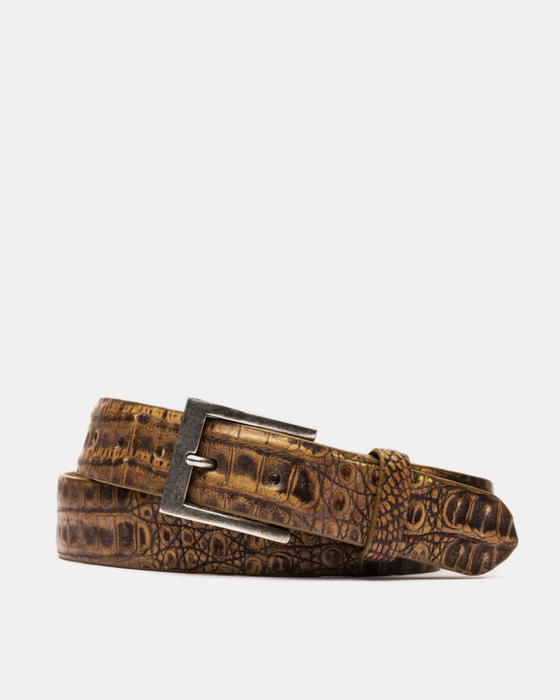 Vintage Crocodile Belt In Antique Pecan
