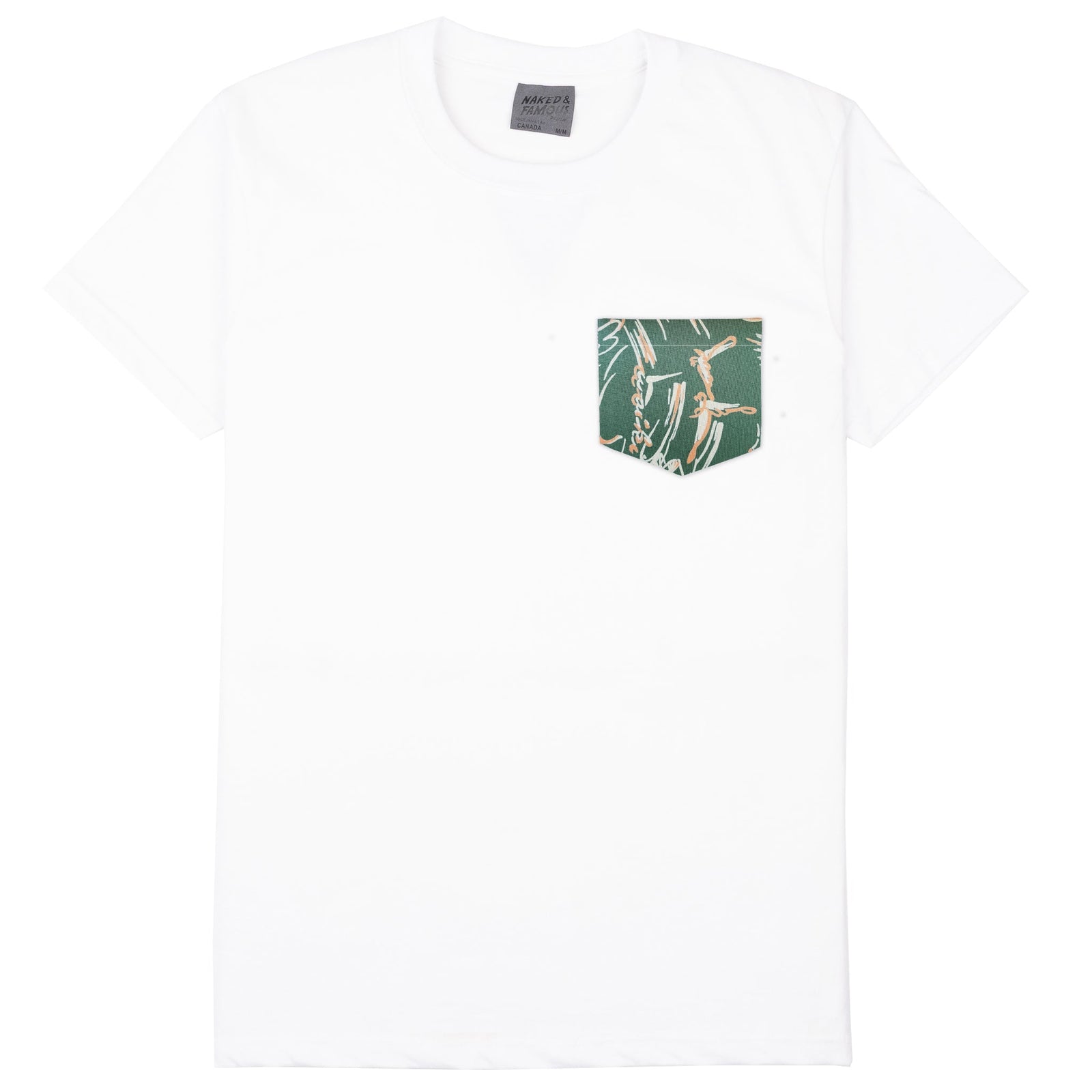 Pocket Tee White Waikiki Waves Green