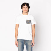 Pocket Tee - White - Origami Poplin - Blue