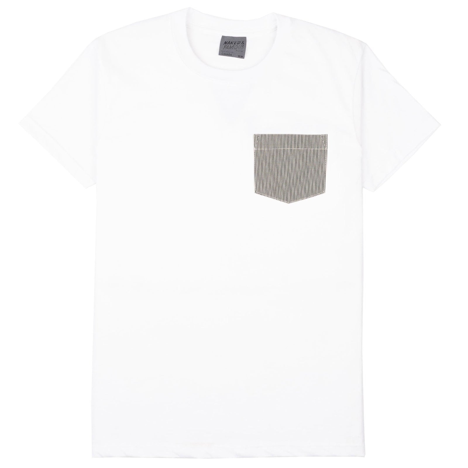Pocket Tee White Organic Hickory Green