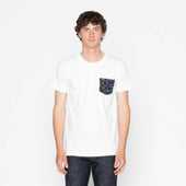 Pocket Tee - White + Matsuba Pines Needle - Indigo