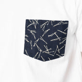 Pocket Tee - White + Matsuba Pines Needle - Indigo