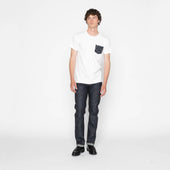 Pocket Tee - White + Matsuba Pines Needle - Indigo