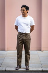 W11 Straight Tapered Green Japanese Twill Mens Chinos