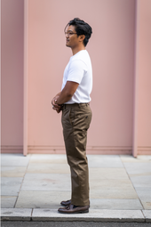 W11 Straight Tapered Green Japanese Twill Mens Chinos