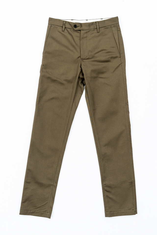 W11 Straight Tapered Green Japanese Twill Mens Chinos