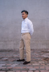 W12 Regular Straight Beige Twill Mens Chinos