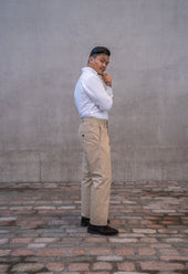 W12 Regular Straight Beige Twill Mens Chinos