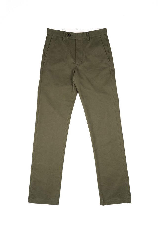 W12 Regular Straight Green Twill Mens Chinos