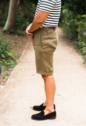 W13 Irish Linen Mens Shorts Olive