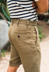 W13 Irish Linen Mens Shorts Olive