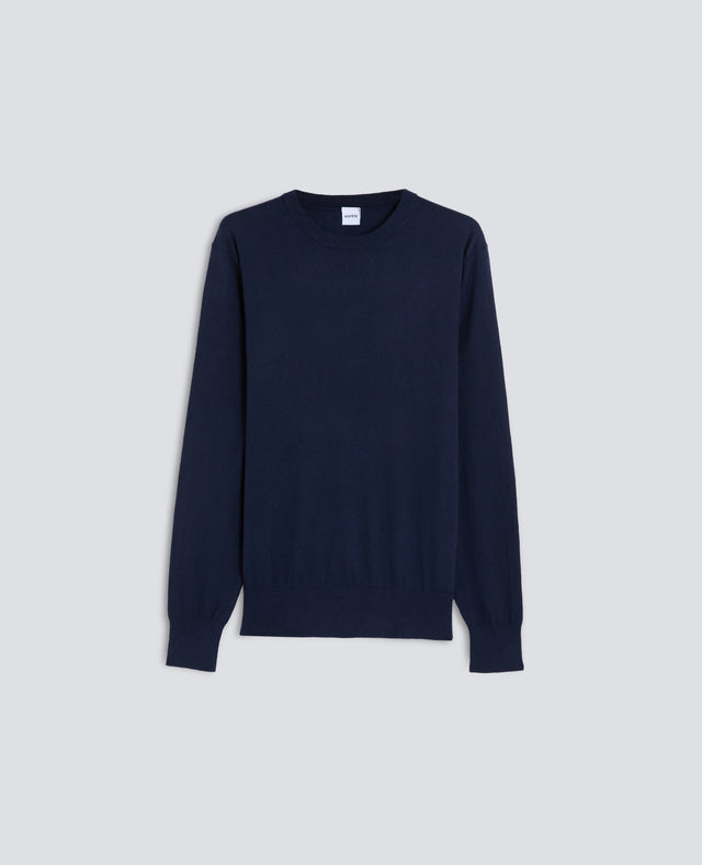 SWEATER GIROCOLLO IN MISTO COTONE - NAVY