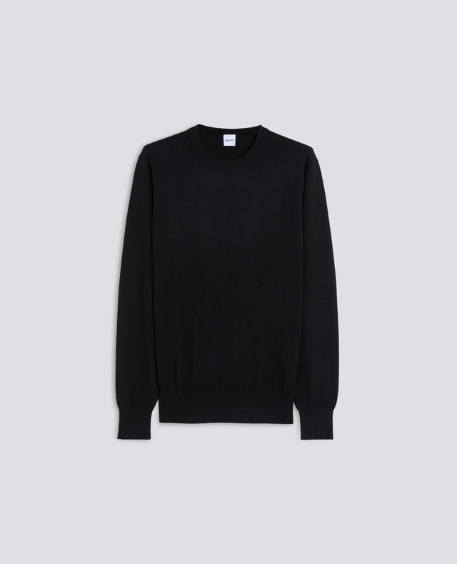 SWEATER GIROCOLLO IN MISTO COTONE - NERO