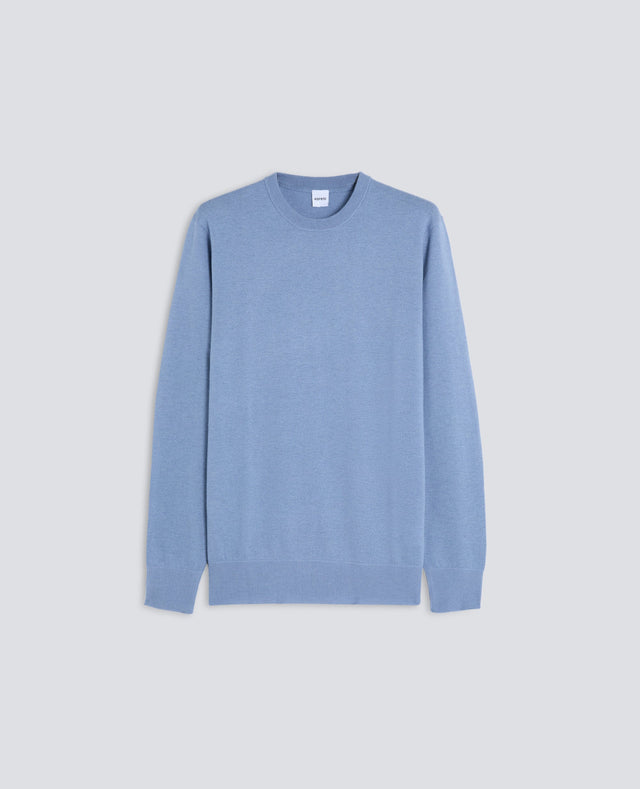 Sweater Girocollo In Lana Azzurro