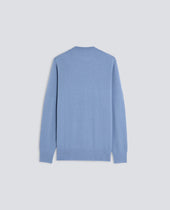 Sweater Girocollo In Lana Azzurro