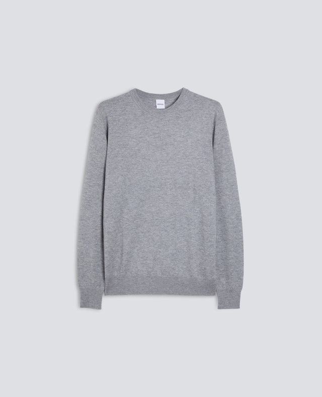 Sweater Girocollo In Lana Grigio Melange