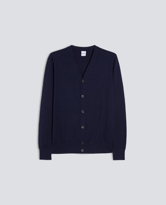 CARDIGAN IN MISTO COTONE, CASHMERE E LANA - NAVY